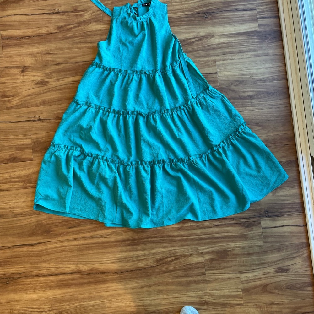 Tiered teal SHEIN dress